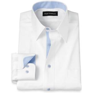 imagePaul Fredrick Mens Classic Fit Comfort Stretch NonIron Solid Dress ShirtWhiteBlue