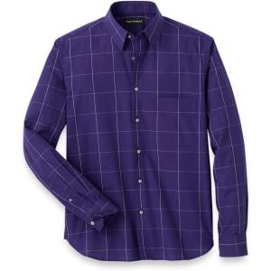 imagePaul Fredrick Mens Classic Fit Cotton Windowpane Casual Shirt