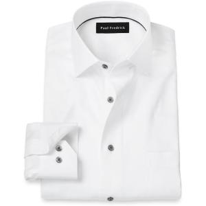 imagePaul Fredrick Mens Tailored Fit NonIron Herringbone Dress Shirt