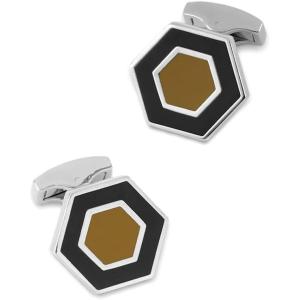 imagePaul Fredrick Mens Enamel Hexagon CufflinksBlackTan