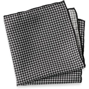 imagePaul Fredrick Mens Houndstooth Silk Pocket SquareBlackGrey
