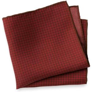 imagePaul Fredrick Mens Houndstooth Silk Pocket SquareBurgundy
