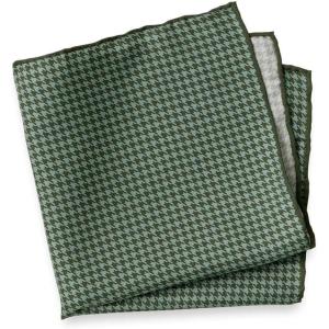 imagePaul Fredrick Mens Houndstooth Silk Pocket SquareGreen