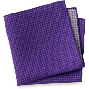 imagePaul Fredrick Mens Houndstooth Silk Pocket SquarePurple