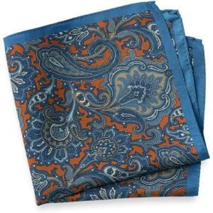imagePaul Fredrick Mens Medallion Silk Pocket SquareBlueOrange