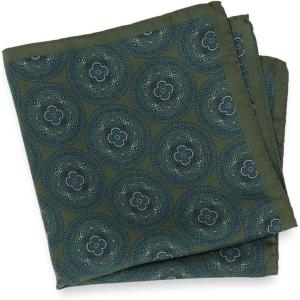 imagePaul Fredrick Mens Medallion Silk Pocket SquareGreen