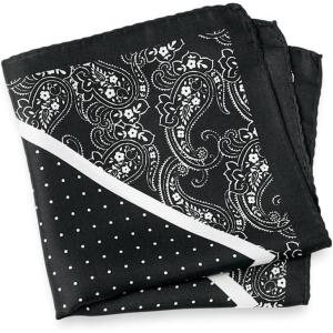 imagePaul Fredrick Mens Paisley Silk Pocket SquareBlack