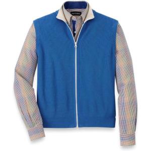 imagePaul Fredrick Mens Cotton Full Zip Mock Neck VestBlue