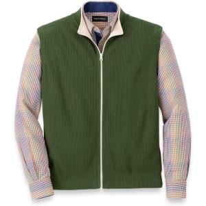 imagePaul Fredrick Mens Cotton Full Zip Mock Neck VestGreen