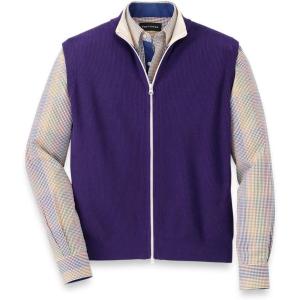 imagePaul Fredrick Mens Cotton Full Zip Mock Neck VestPurple