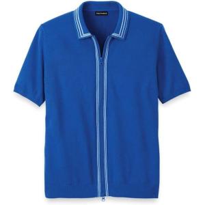 imagePaul Fredrick Mens Cotton Full Zip PoloBlue