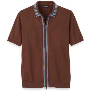 imagePaul Fredrick Mens Cotton Full Zip PoloBrown