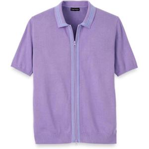 imagePaul Fredrick Mens Cotton Full Zip PoloPurple