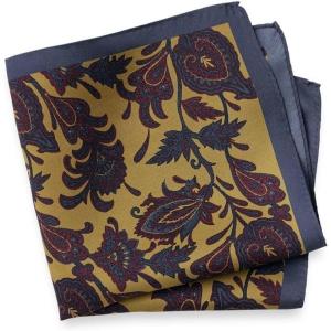 imagePaul Fredrick Mens Medallion Silk Pocket SquareGoldBlue