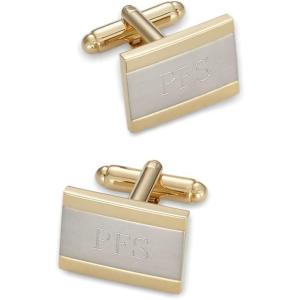 imagePaul Fredrick Mens Brushed Metal Engraveable CufflinksGoldSilver