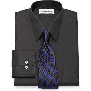 imagePaul Fredrick Mens NonIron 2Ply Cotton Straight Collar Dress ShirtBlack