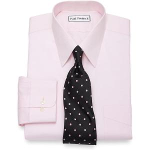 imagePaul Fredrick Mens NonIron 2Ply Cotton Straight Collar Dress ShirtPink