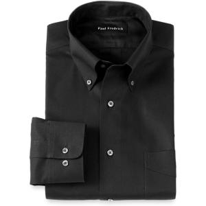 imagePaul Fredrick Mens Tailored Fit Cotton NonIron Pinpoint Cotton Dress ShirtBlack