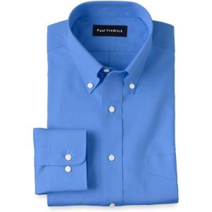 imagePaul Fredrick Mens Tailored Fit Cotton NonIron Pinpoint Cotton Dress ShirtFrench Blue
