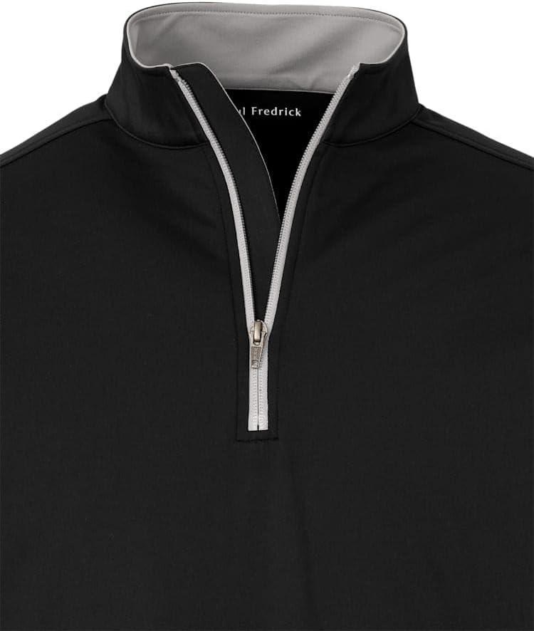 imagePaul Fredrick Mens Performance Blend Quarter Zip Mock NeckBlack