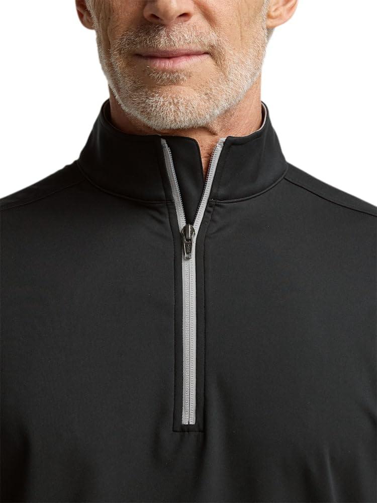 imagePaul Fredrick Mens Performance Blend Quarter Zip Mock NeckBlack