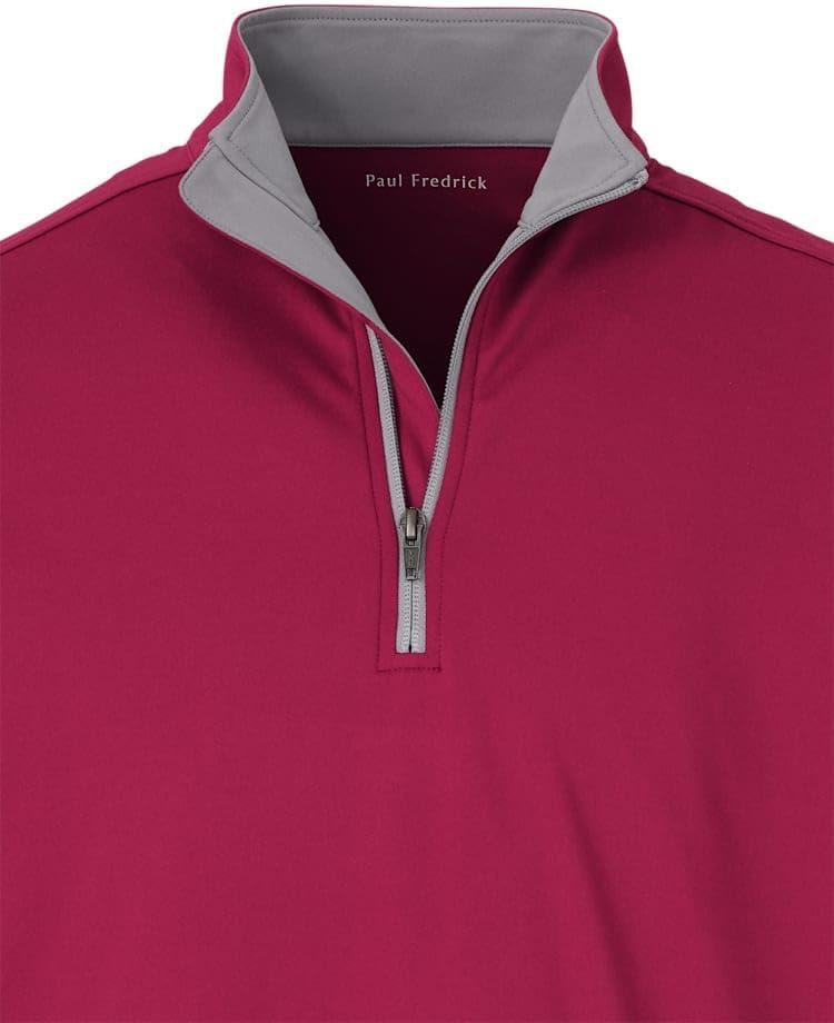 imagePaul Fredrick Mens Performance Blend Quarter Zip Mock NeckBurgundy