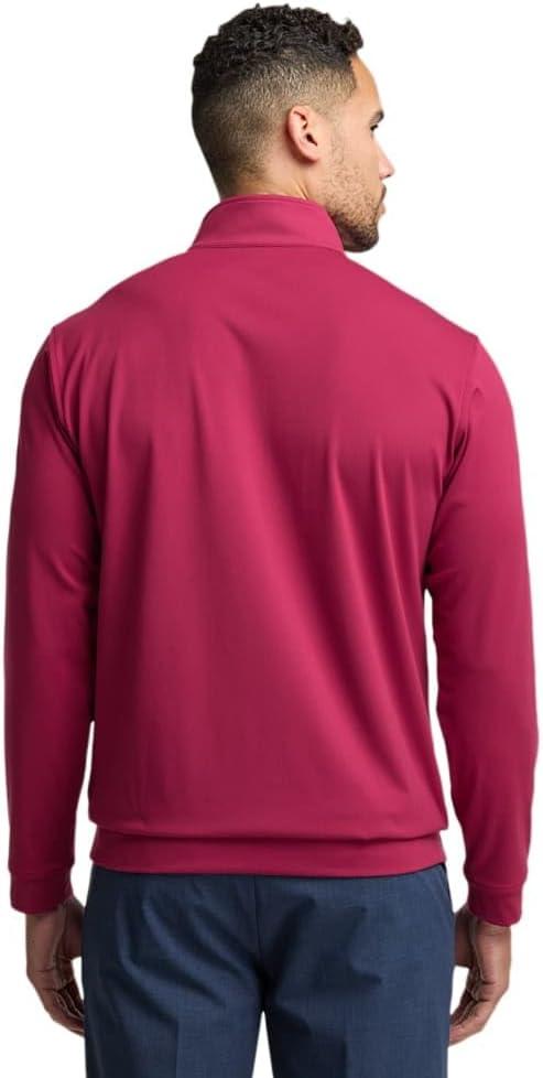 imagePaul Fredrick Mens Performance Blend Quarter Zip Mock NeckBurgundy