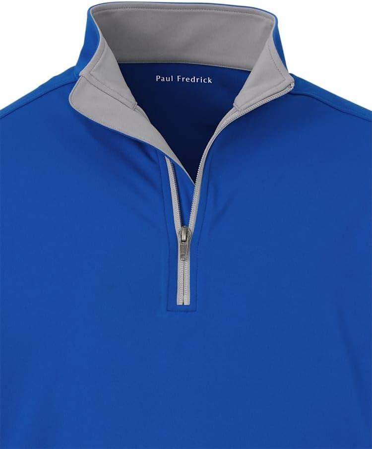 imagePaul Fredrick Mens Performance Blend Quarter Zip Mock NeckCobalt