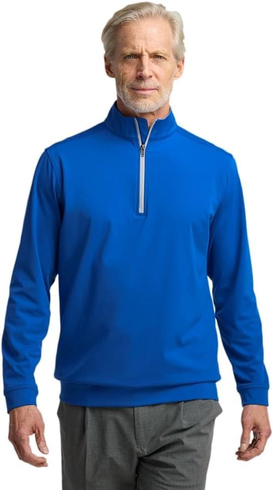 imagePaul Fredrick Mens Performance Blend Quarter Zip Mock NeckCobalt