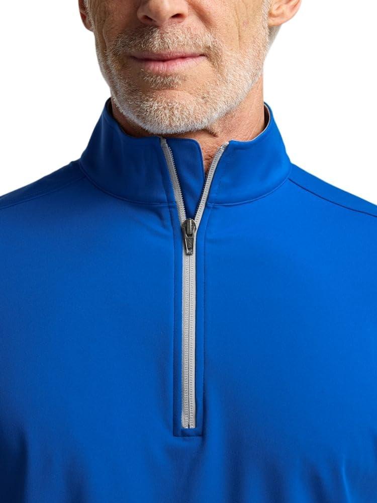 imagePaul Fredrick Mens Performance Blend Quarter Zip Mock NeckCobalt