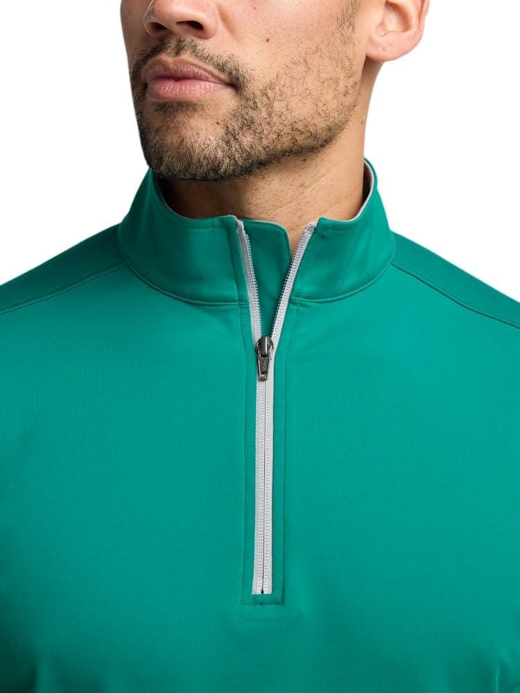 imagePaul Fredrick Mens Performance Blend Quarter Zip Mock NeckGreen