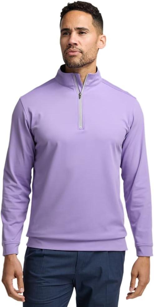 imagePaul Fredrick Mens Performance Blend Quarter Zip Mock NeckPurple