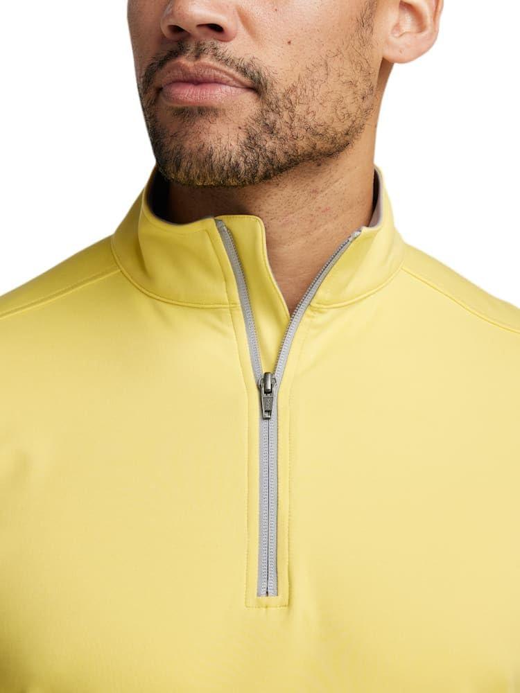 imagePaul Fredrick Mens Performance Blend Quarter Zip Mock NeckYellow
