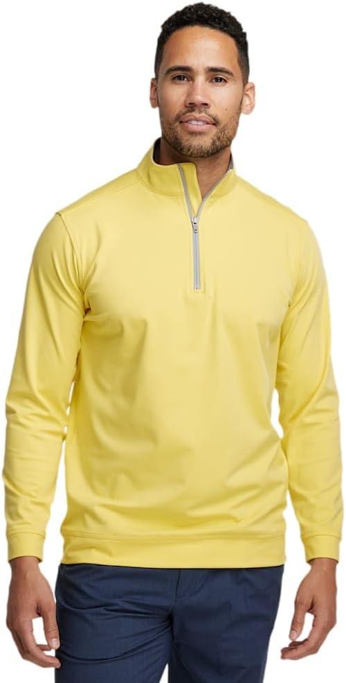 imagePaul Fredrick Mens Performance Blend Quarter Zip Mock NeckYellow