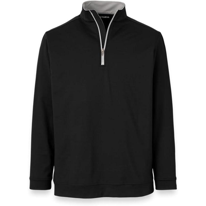 imagePaul Fredrick Mens Performance Blend Quarter Zip Mock NeckBlack