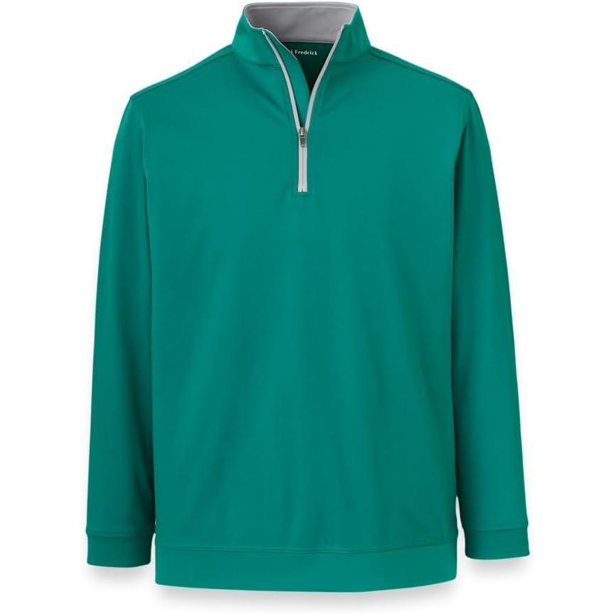 imagePaul Fredrick Mens Performance Blend Quarter Zip Mock NeckGreen