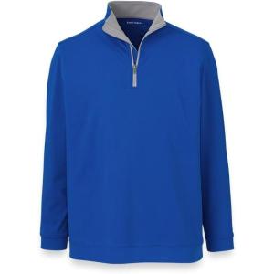 imagePaul Fredrick Mens Performance Blend Quarter Zip Mock NeckCobalt