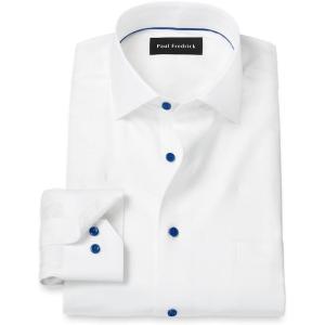 imagePaul Fredrick Mens Slim Fit NonIron Herringbone Dress Shirt
