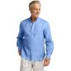imagePaul Fredrick Mens Classic Fit Linen Solid Casual ShirtLight Blue