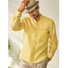 imagePaul Fredrick Mens Classic Fit Linen Solid Casual ShirtYellow