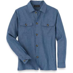 imagePaul Fredrick Mens Classic Fit Linen Blend Solid Overshirt