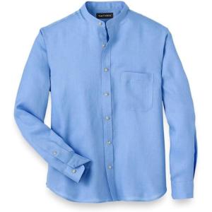 imagePaul Fredrick Mens Classic Fit Linen Solid Casual ShirtLight Blue