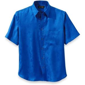 imagePaul Fredrick Mens Classic Fit Lyocell Solid Jacquard Casual ShirtBlue