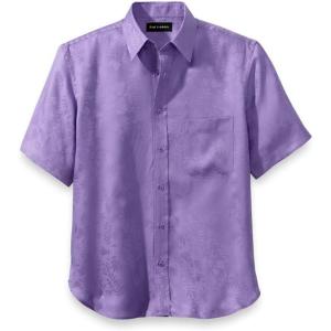 imagePaul Fredrick Mens Classic Fit Lyocell Solid Jacquard Casual ShirtLavender