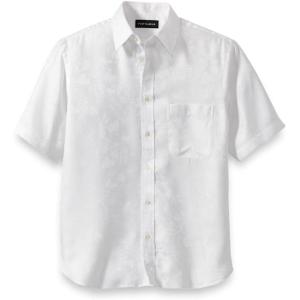 imagePaul Fredrick Mens Classic Fit Lyocell Solid Jacquard Casual ShirtWhite