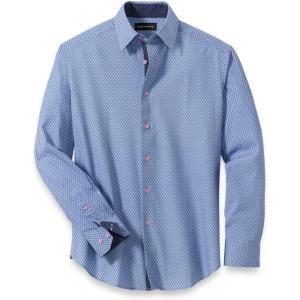 imagePaul Fredrick Mens Classic Fit Performance Stretch Geometric Casual Shirt