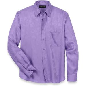 imagePaul Fredrick Mens Slim Fit Lyocell Solid Jacquard Casual ShirtLavender