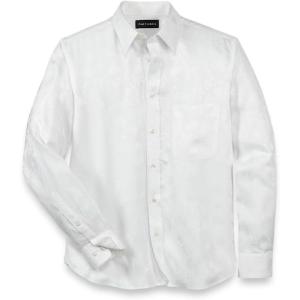 imagePaul Fredrick Mens Slim Fit Lyocell Solid Jacquard Casual ShirtWhite