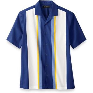 imagePaul Fredrick Mens Slim Fit Stripe Cotton Border Print Casual Shirt