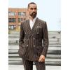 imagePaul Fredrick Mens Linen Pinstripe Double Breasted Peak Lapel Suit JacketDark Brown